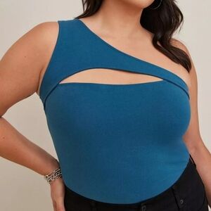 Torrid Blue Foxy Cutout Peekaboo One Shoulder Layering Top Size 5X Nwt